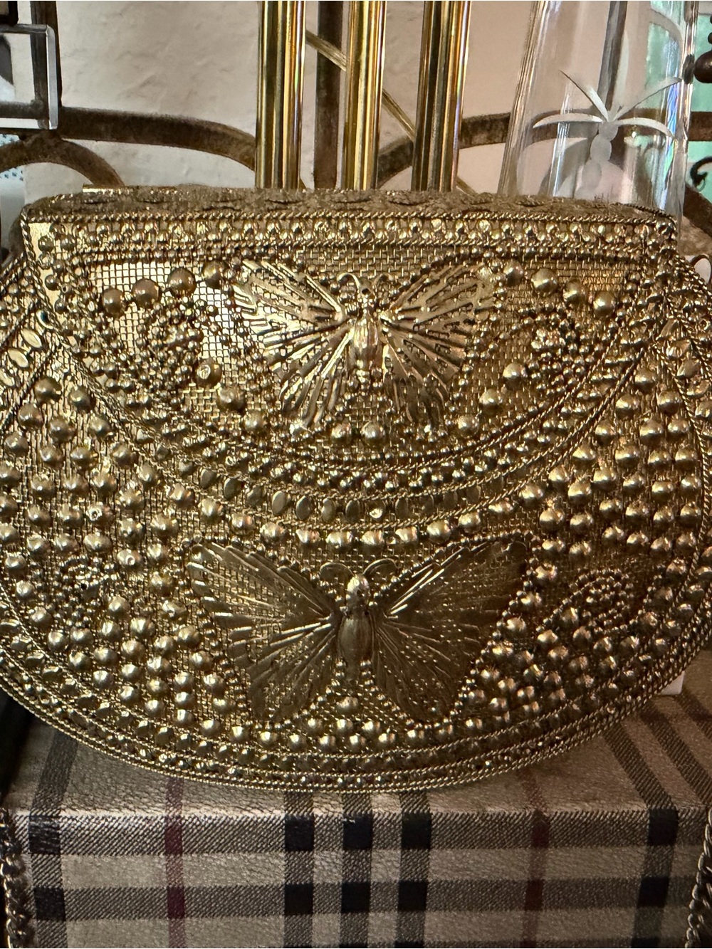 Gold Embossed Butterfly Crossbody Bag - Picture 2 of 7